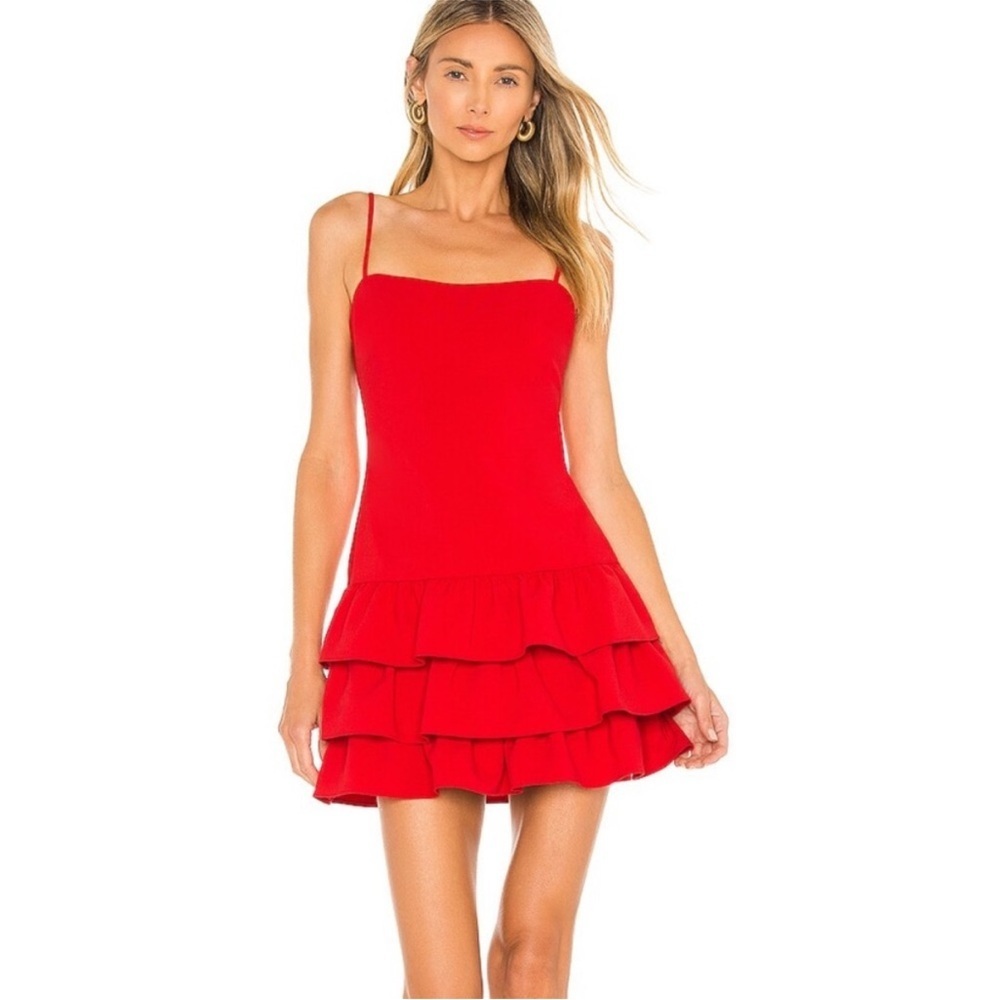 NWT Likely Amica Ruffle Mini Dress in Scarlet Red
